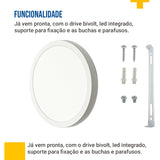 Painel led 30cm 24w Sobrepor Redondo Luminária