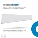Painel Led 22x122 36W Embutir Retangular Luminária