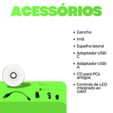 Câmera Endoscópica USB 7mm  2m Borescope com 6 LEDs  Ajustáveis