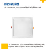 Painel Plafon Led 22x22 18w Embutir Quadrado Luminária