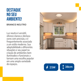 Plafon Led Cristal Redondo 38cm 25w Sobrepor c/ brilho