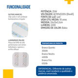 Plafon Led 33x33 25W Sobrepor Quadrado Borda Infinita