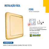 Lustre Plafon Cristal Led 33x33 25w Sobrepor Quadrado c/ brilho