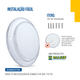 Plafon Led Cristal Redondo 38cm 25w Sobrepor c/ brilho