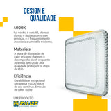 Lustre Plafon Cristal Led 33x33 25w Sobrepor Quadrado