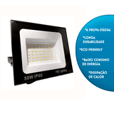 Refletor Super Led Holofote 50W Bivolt A Prova de água Branco Frio