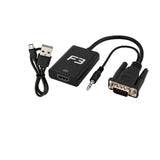 Cabo Conversor VGA para HDMI F3 com Áudio P2 e Alimentação USB – Full HD 1080p