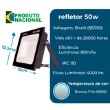 Refletor Super Led Holofote 50W Bivolt A Prova de água Branco Frio