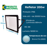 Refletor Super Led Holofote 200w Bivolt A Prova De Água Branco Frio