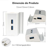 Hub Usb +suporte Para Celular Usb-c + Usb + Micro Usb 3 In 1