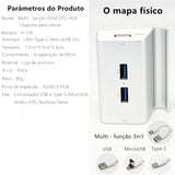 Hub Usb +suporte Para Celular Usb-c + Usb + Micro Usb 3 In 1