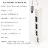 Usb C Hub Usb 2.0 + Leitor De Cartão Micro Sd Type C 2.0