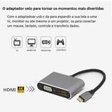 Adaptador Usb-c Para Hdmi + Vga + Usb-c + Usb 3.0 4em1 T-917